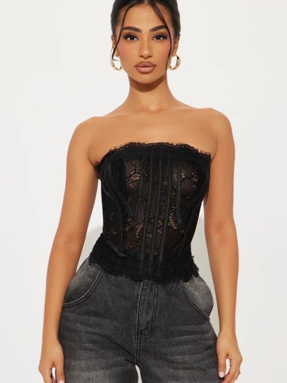 Fashion Nova Lace Strapless Corset Top - Women